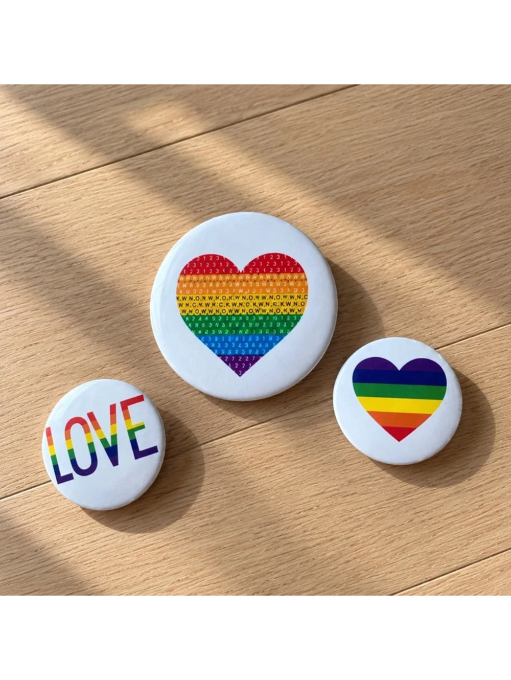 NY Transit Museum Rainbow Pride Heart Pin Buttons Set of 3 LGBTQ Love